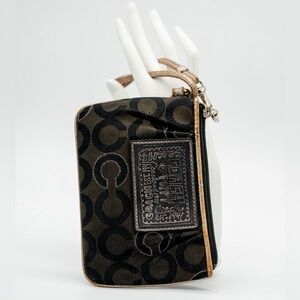 Vintage Coach Poppy• Black & Brown• Signature C  (Y2K) Mini Pouch Wristlet •